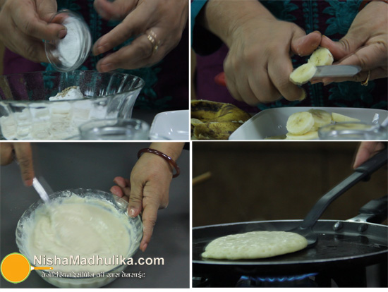 Banana Pancakes Recipe eggless